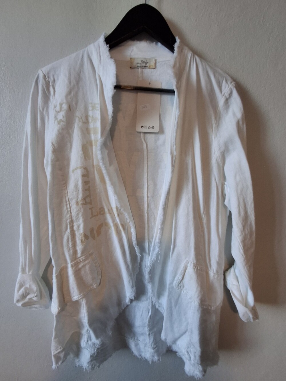 Italian Lightweight White Open-Front Women’s Tunic Jacketta